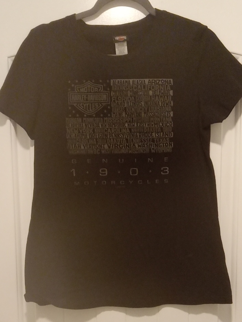 Harley-Davidson Black Tee with Dark Gray State Block Graphic